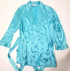 Victorias Secret Baby Blue Satin Silk Robe